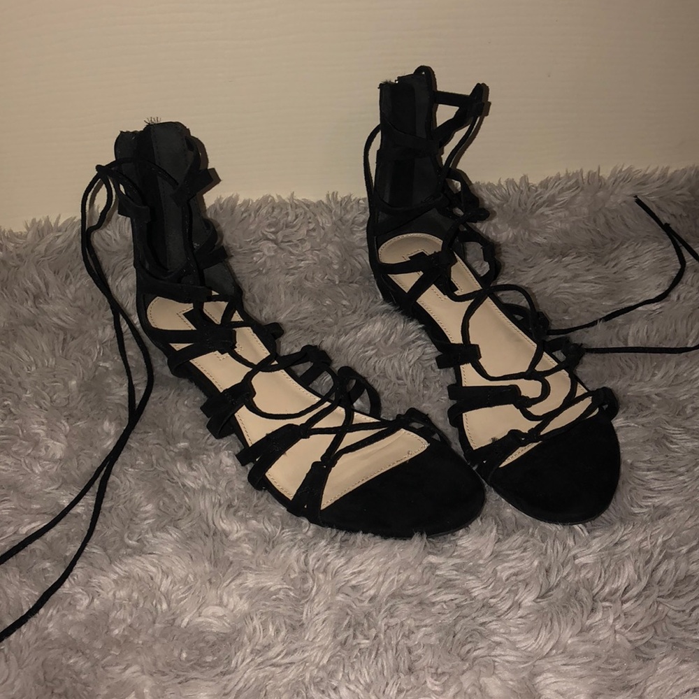 Lace up heeled sandals.